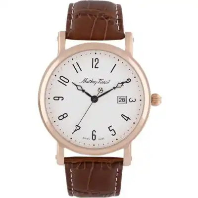Mathey-Tissot City Leather Strap White Dial Quartz HB611251PG Men's Watch