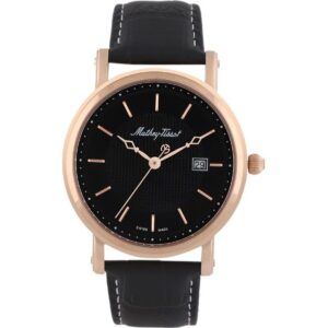 Mathey-Tissot City Leather Strap Black Dial Quartz HB611251PN Men's Watch