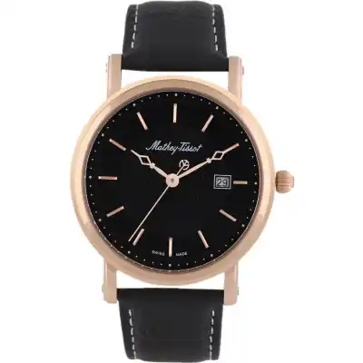 Mathey-Tissot City Leather Strap Black Dial Quartz HB611251PN Men's Watch