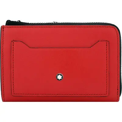 Montblanc Meisterstück Origin Collection Coral Red Deep Shine Leather Key Pouch with 4 Card Slots – Unisex Luxury Accessory (MB129691)