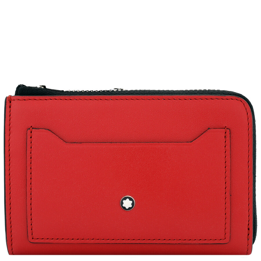 MB129691 Montblanc Meisterstück Origin Collection Coral Red Deep Shine Leather Key Pouch with 4 Card Slots – Unisex Luxury Accessory (MB129691)