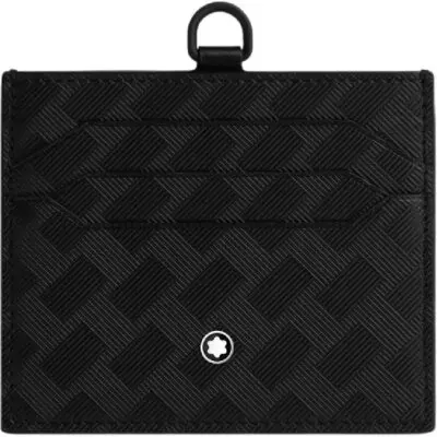 Montblanc Extreme 3.0 Black Leather 6cc Card Holder with D-Ring – Unisex Luxury Accessory (MB129979)