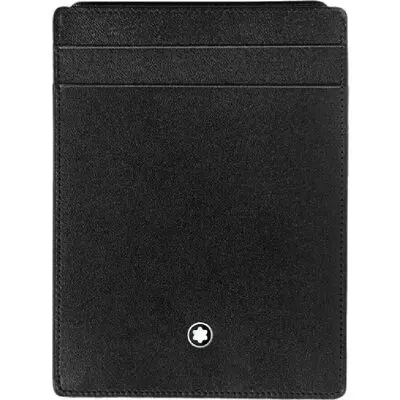 Montblanc Meisterstück Black Deep Shine Leather Pocket 4cc Card Holder with Removable ID Case – Unisex Luxury Accessory (MB130070)