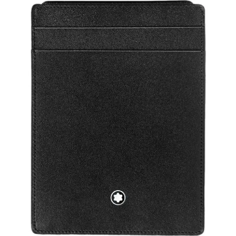 Montblanc Meisterstück Black Deep Shine Leather Pocket 4cc Card Holder with Removable ID Case – Unisex Luxury Accessory (MB130070)