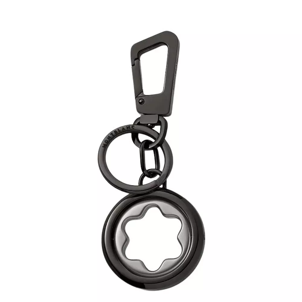 MB131106 Montblanc MST Key Fob Spinning Emblem Bk/Gr (MB131106) - SMALL LEATHER GOODS