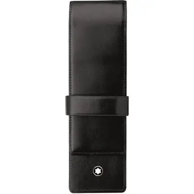 Montblanc Meisterstück Siena Double Pen Pouch in Deep Shine Black Leather – Unisex Luxury Accessory (MB14311)