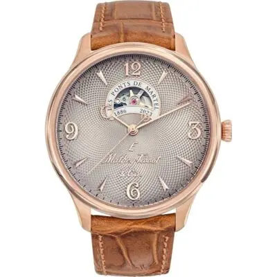 Mathey-Tissot Edmond Limited Edition Leather Strap Open Heart Cream Dial Automatic MC1886CI Men's Watch