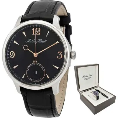 Mathey-Tissot Edmond Limited Edition Leather Strap Open Heart Black Dial Automatic MC1886CNA Men's Watch With Gift Set