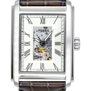 Fossil Carraway Croco Leather Strap Open Heart Beige Dial Automatic ME3272 Men's Watch