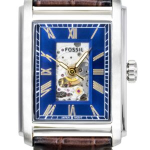 Fossil Carraway Croco Leather Strap Open Heart Blue Dial Automatic ME3273 Men's Watch