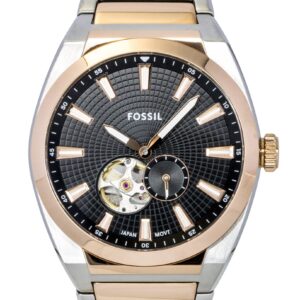 Fossil Everett Two-Tone Stainless Steel Open Heart Black Dial Automatic ME3277 Men's Watch