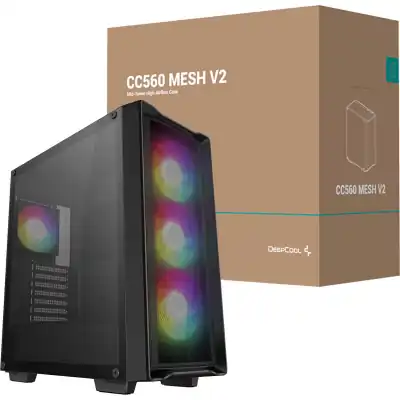 DeepCool CC560 MESH V2 ATX Mid Tower Airflow Gaming Chassis – Black