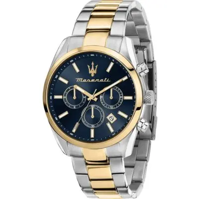 Maserati Attraction Limited Edition Chronograph Two Tone Stainless Steel Black Dial Quartz R8853151008 Men's Watch
