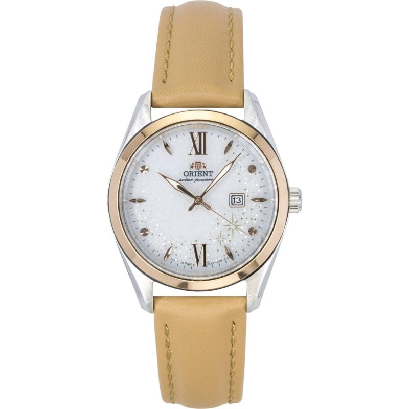 Orient Stretto Leather Strap White Dial Solar RA-WG0604S Men's Watch