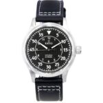 Ratio Skysurfer Pilot Black Textured Dial Leather Automatic RTS320 200M Men's Watch