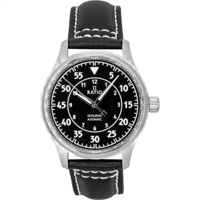 Ratio Skysurfer Pilot Black Sunray Dial Leather Automatic RTS321 200M Men's Watch