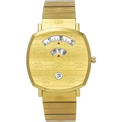 Gucci Grip Gold Tone Stainless Steel Gold Dial Quartz YA157409 Unisex Watch