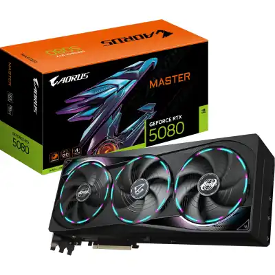 GIGABYTE nVidia GeForce RTX 5080 AORUS MASTER OC - 16GB GDDR7; 256-Bit Memory Bus; 1x HDMI; 3x DisplayPort; Min 850W PSU. .