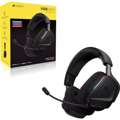 Corsair VOID v2 MAX WIRELESS Gaming Headset; Simultaneous 2.4GHz and Bluetooth; Dobly Atmos; PC/Playstation/Mobile; Carbon.