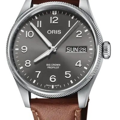 Oris Big Crown ProPilot 44mm Men's Watch – Grey Dial, Big Day Date, Brown Leather Strap & Swiss Automatic (01 752 7760 4063-07 5 22 07LC)
