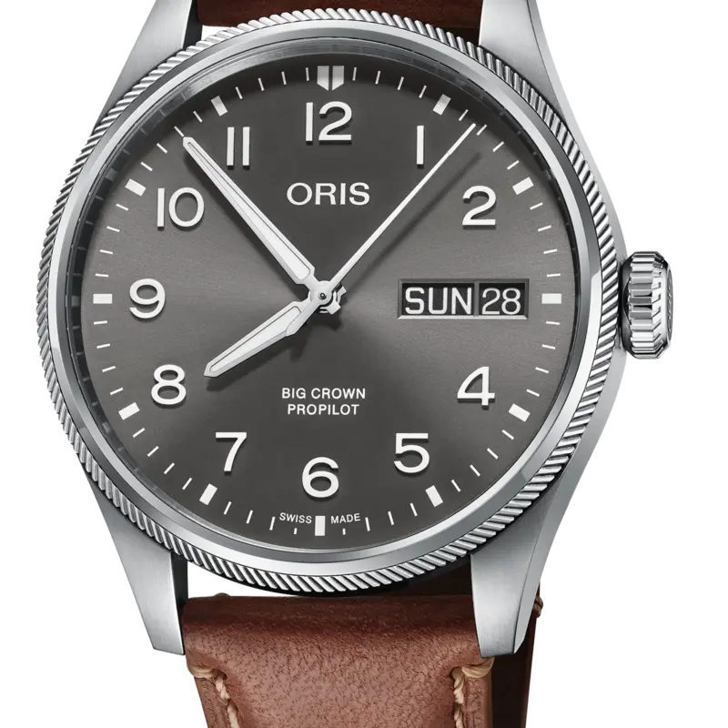 Oris Big Crown ProPilot 44mm Men's Watch – Grey Dial, Big Day Date, Brown Leather Strap & Swiss Automatic (01 752 7760 4063-07 5 22 07LC)