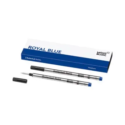 Montblanc Royal Blue Rollerball Refills Medium (M) – 2 Pack – Unisex Luxury Stationery (128233)