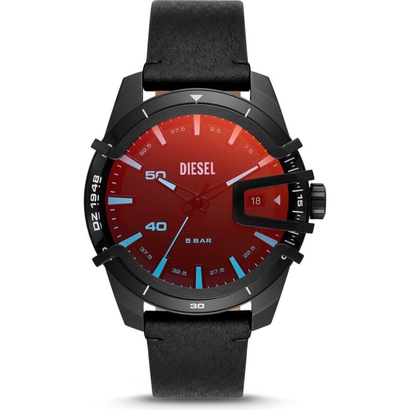 Diesel Men's Watch (DZ1948) - Stainless Steel Ion-Plated Black Case, Leather Strap, 46mm