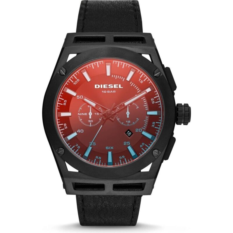 Diesel Men's Watch (DZ4544) - Stainless Steel Ion-Plated Black Case, Leather Strap, 48mm