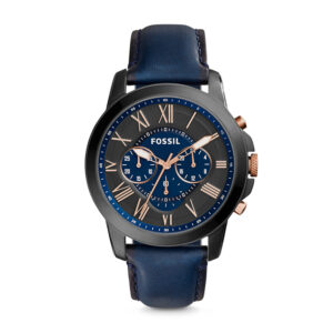 Fossil Grant Men's Chronograph with Black and Blue Dial and Blue Leather strap (FS5061)