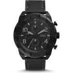 Fossil Bronson Chronograph 50mm Men’s Watch – Black IP Stainless Steel with Black Leather Strap (FS5874)