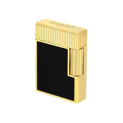 S.T. Dupont Ligne 1 Vertical Lines Yellow Gold and Black Lacquer Lighter – Unisex Luxury Accessory (C14120)(ST_A 1412)