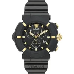 Versace V-Real Active 45mm Men's Chronograph Watch – Lightweight Black Case with Medusa Dial (VE0L00125)