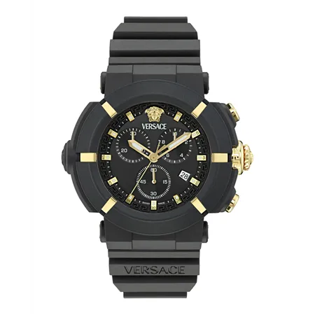 Versace V-Real Active 45mm Men's Chronograph Watch – Lightweight Black Case with Medusa Dial (VE0L00125)