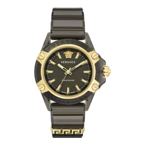 Versace Icon Active Indiglo 42mm Men's Watch – Transparent Black Polycarbonate with Black Silicone Strap (VE6E00123)