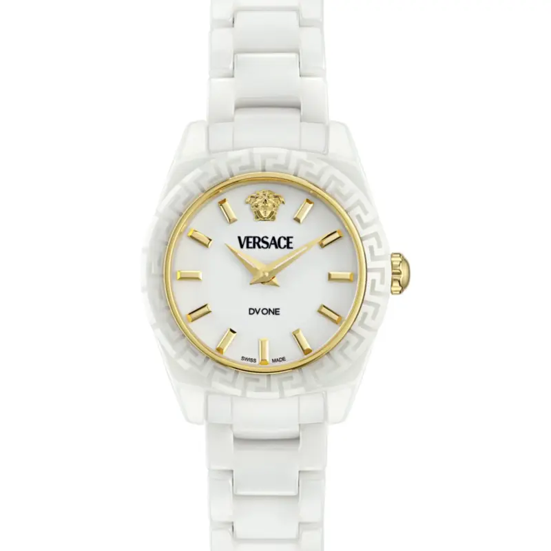 Versace DV One Mini 28mm Women’s Watch – White Ceramic Case & Bracelet with Enamel Dial (VE9F00224)
