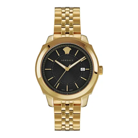 Versace Icon Classic 42mm Men's Watch – IP Yellow Gold Stainless Steel with Black Medusa Dial (VEV901021)