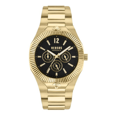 Versus Versace Echo Park 42mm Men’s Watch – IP Yellow Gold Case with Black Multifunction Dial (VSP1P1421)