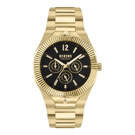 Versus Versace Echo Park 42mm Men’s Watch – IP Yellow Gold Case with Black Multifunction Dial (VSP1P1421)