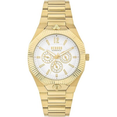 Versus Versace Echo Park 42mm Men’s Watch – IP Yellow Gold Case with White Guilloché Dial (VSP1P2121)