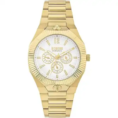 Versus Versace Echo Park 42mm Men’s Watch – IP Yellow Gold Case with White Guilloché Dial (VSP1P2121)