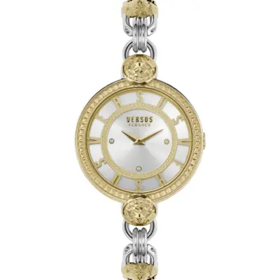 Versus Versace Les Docks 36mm Women’s Jewelry Watch – IP Yellow Gold & Silver Two-Tone Case with Lion Head Bracelet (VSPLL2324)