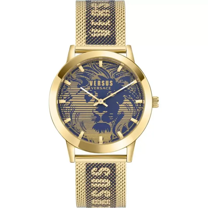 Versus Versace Lea 35mm Women’s Watch – IP Yellow Gold Case with Guilloché Dial & Gold Mesh Bracelet (VSPLN2621)