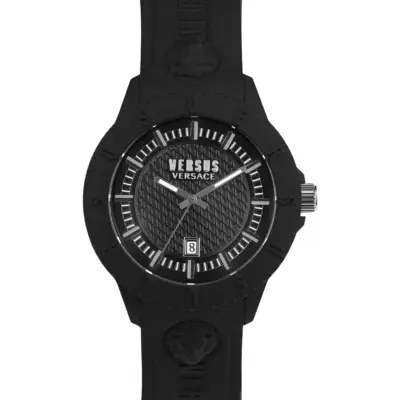 Versus Versace Tokyo 42mm Men’s Watch – Matte Black Silicone Case and Strap with 3D Lion Head and Date Function (VSPOY5921