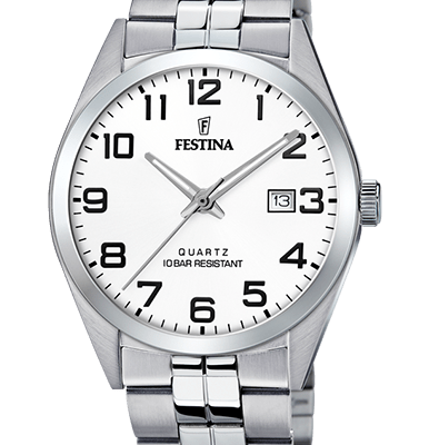 Festina Classics Stainless Steel White Dial Quartz F20437-1 100M Men's Watch
