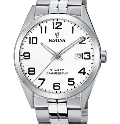 Festina Classics Stainless Steel White Dial Quartz F20437-1 100M Men's Watch