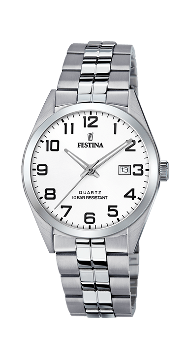 0365d7636c819c376d813fedda8c9751877f5d32_F20437_1.png Festina Classics Stainless Steel White Dial Quartz F20437-1 100M Men's Watch
