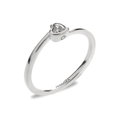 Pandora Clear Tilted Heart Solitaire Ring (199267C02-54) Women JEWELRY
