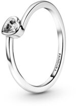 Pandora Clear Tilted Heart Solitaire Ring (199267C02-60) Women JEWELRY