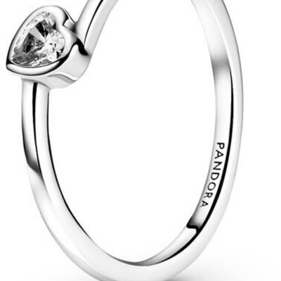 Pandora Clear Tilted Heart Solitaire Ring (199267C02-60) Women JEWELRY