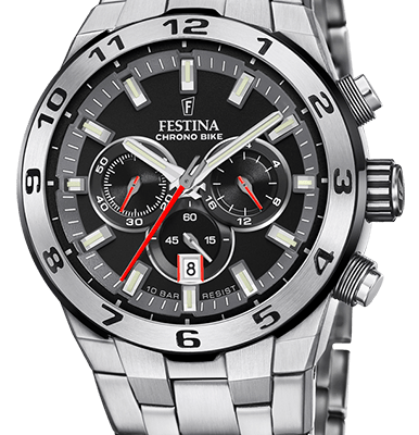 Festina Chrono Bike Chronograph Stainless Steel Black Dial Quartz F20670-6 100M Men's Watch